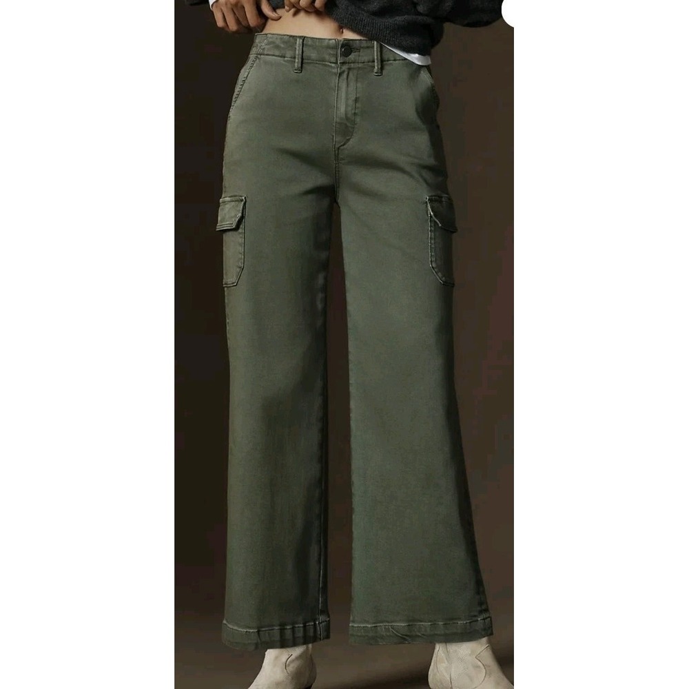 Antropologie PAIGE Carly Cargo High-Rise Crop Jeans Woman 31 Wide Leg Utility